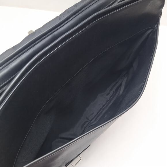 Coach Black Leather Double Pushlock Briefcase Laptop Business Crossbody Bag - Picture 10 of 16